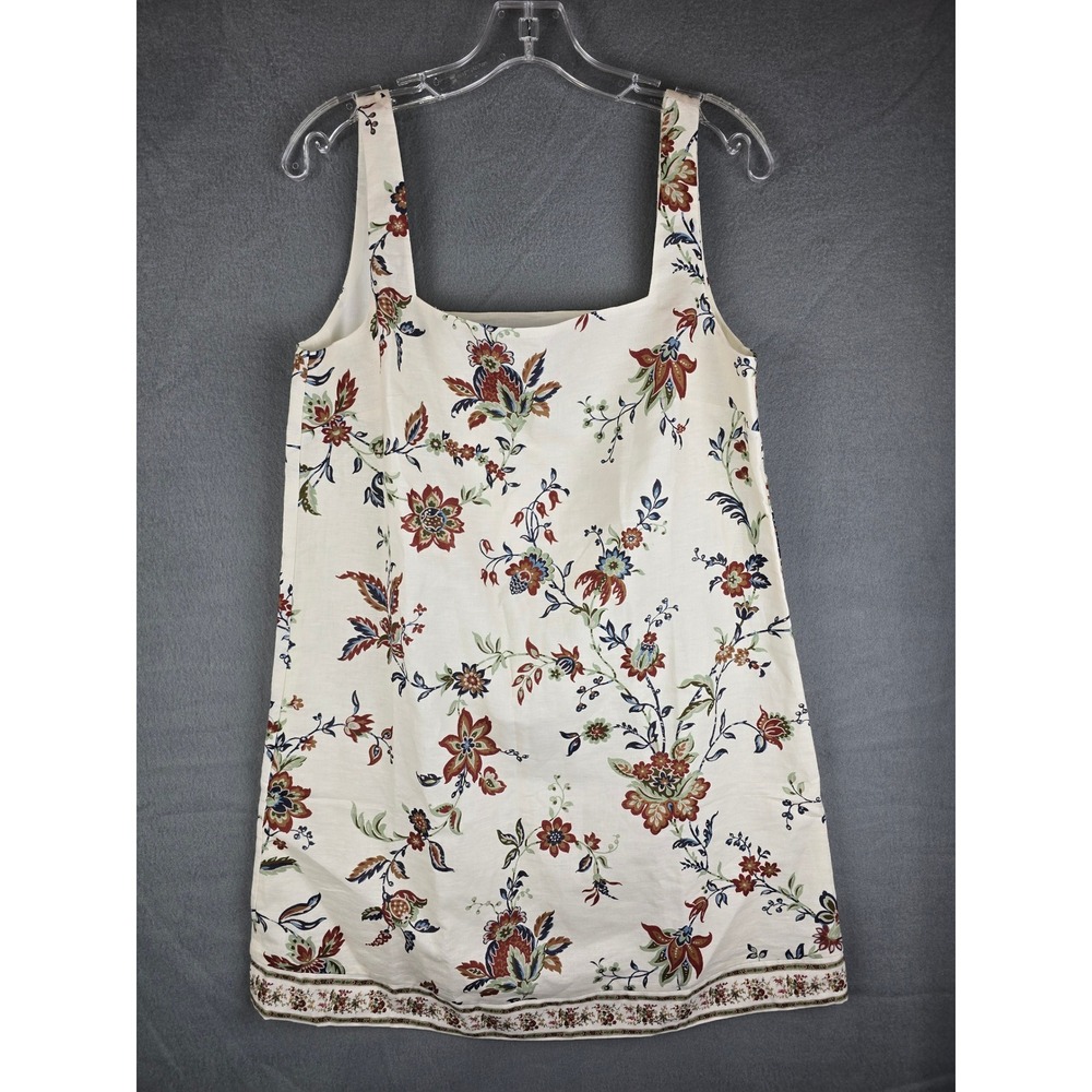 Tuckernuck x Studio McGee Dress Womens M Cream Floral Linen Blend Shift Mini